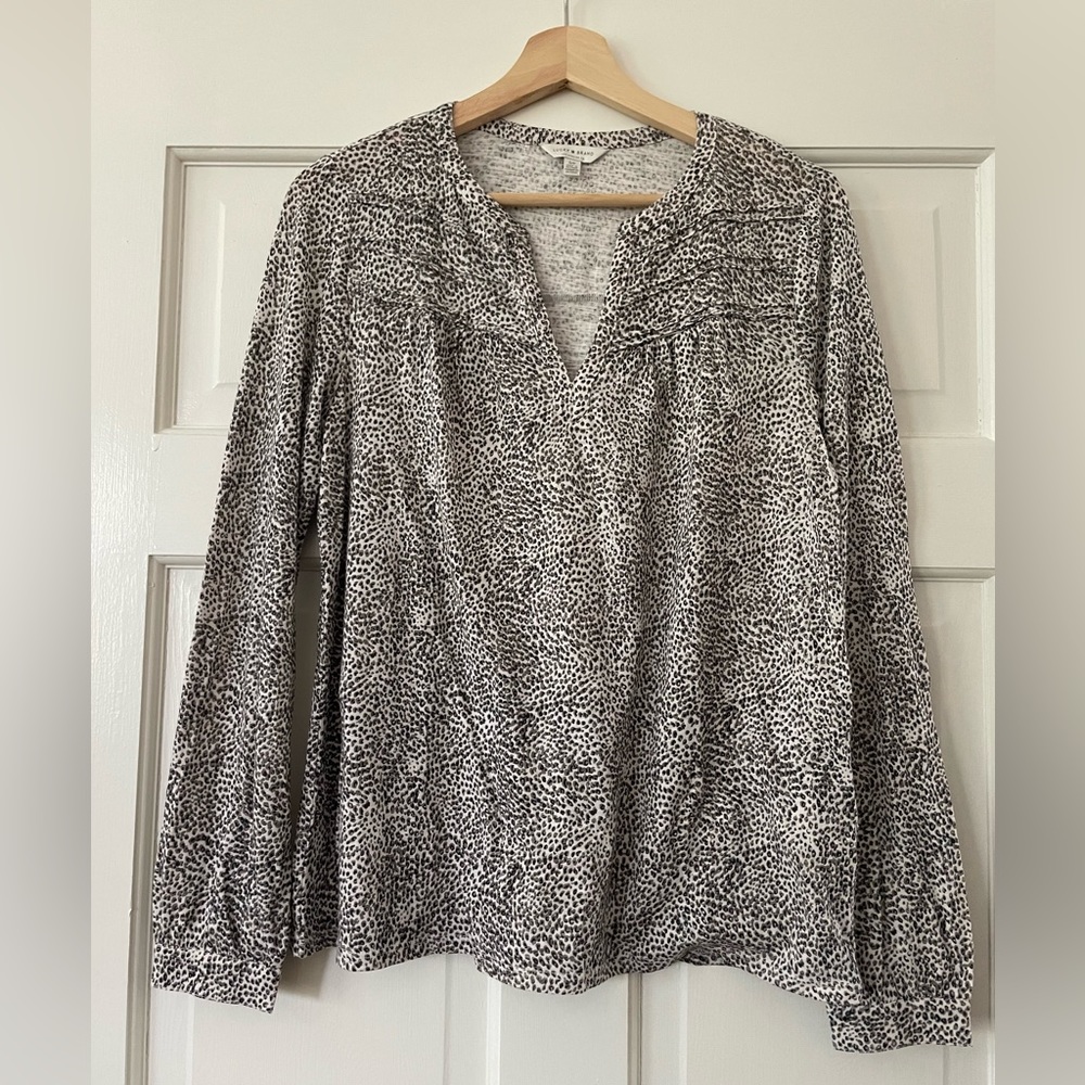 Lucky Brand Micro Cheetah Print Long Sleeve Blouse